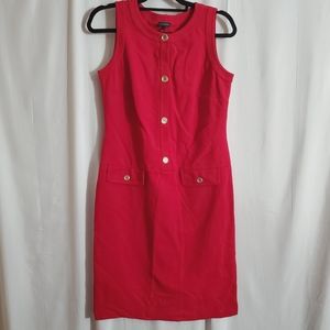 Talbots | Red Stretch Knit Sheath Dress with Gold Buttons | Size 6